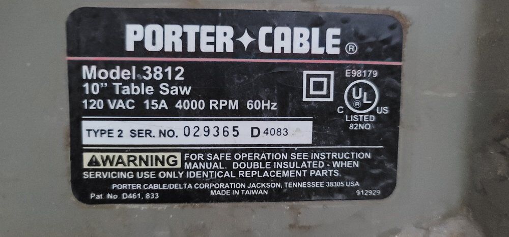 Porter-Cable 10 inch table saw