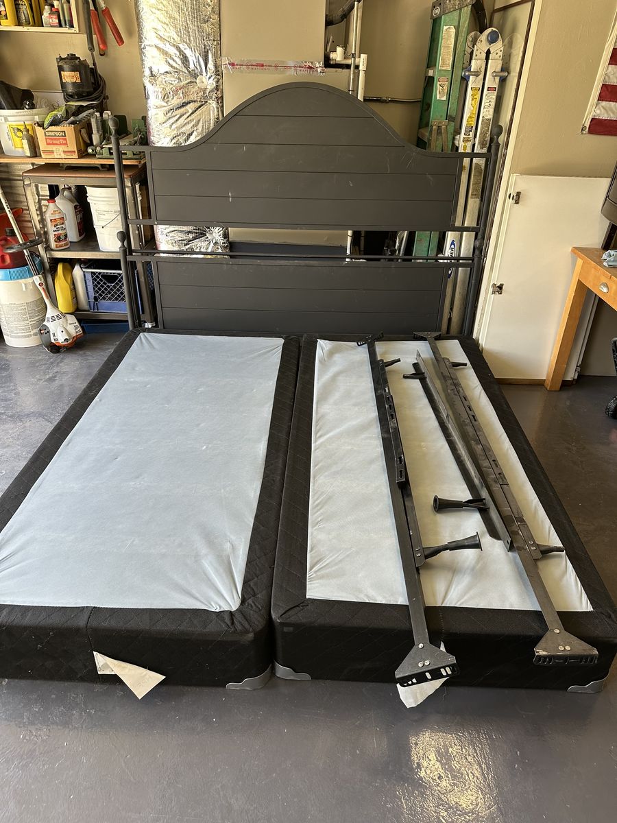 King Size Bed Frame w/ Headboard, Footboard & Split Box Springs