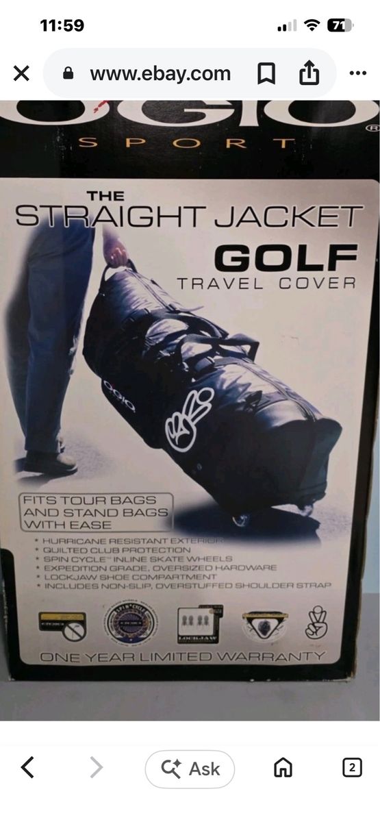 OGIO The Straight Jacket Golf Travel Cover Bag Black
