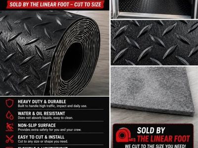 Heavy-Duty Diamond Plate Rubber Flooring for Food Trucks & Trailers - Cut to Size (101" W)