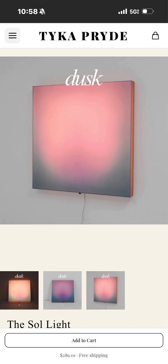Brand new TYKA PRYDE The Sol Light Dusk Glowing Gradient Wall Art Lamp