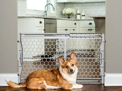 Unbranded Gray Expandable Hexagon Pet Gate - Pressure Mounted, Lightweight & Portable Dog Barrier