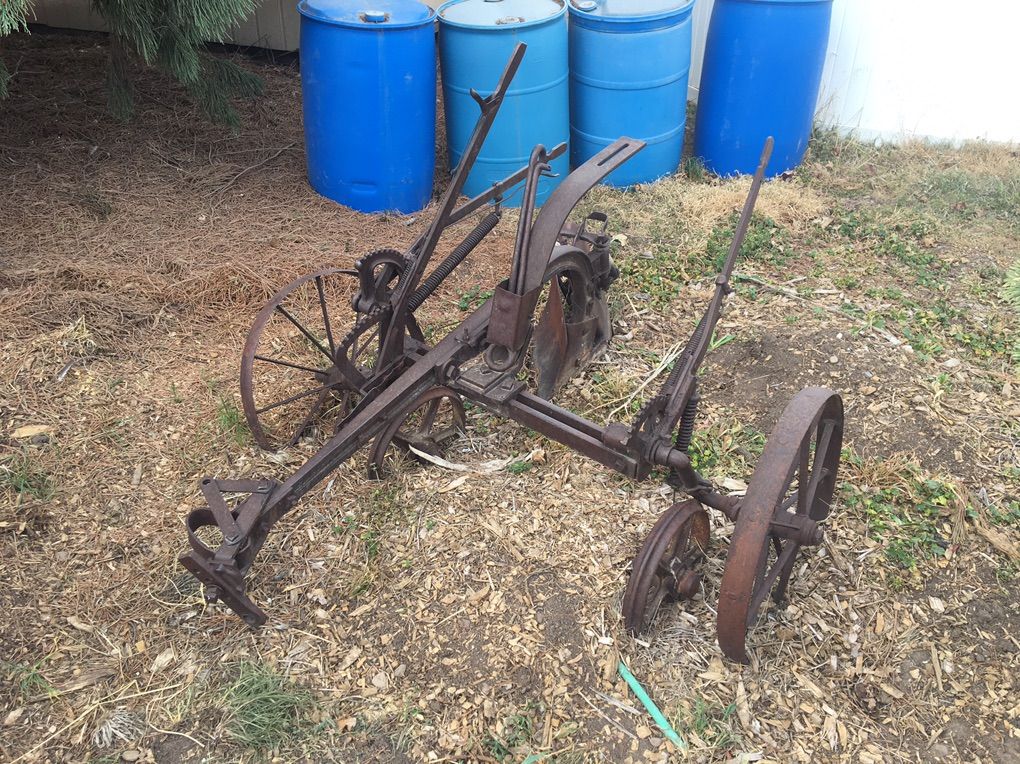 Antique Steel-wheeled Plow, Yard Decor