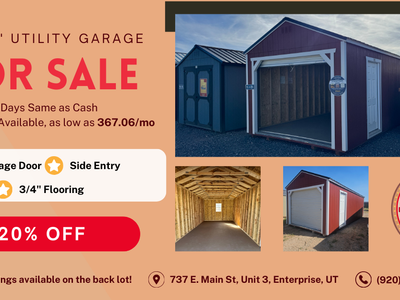 12' x 28' Utility Shed w/Garage Door