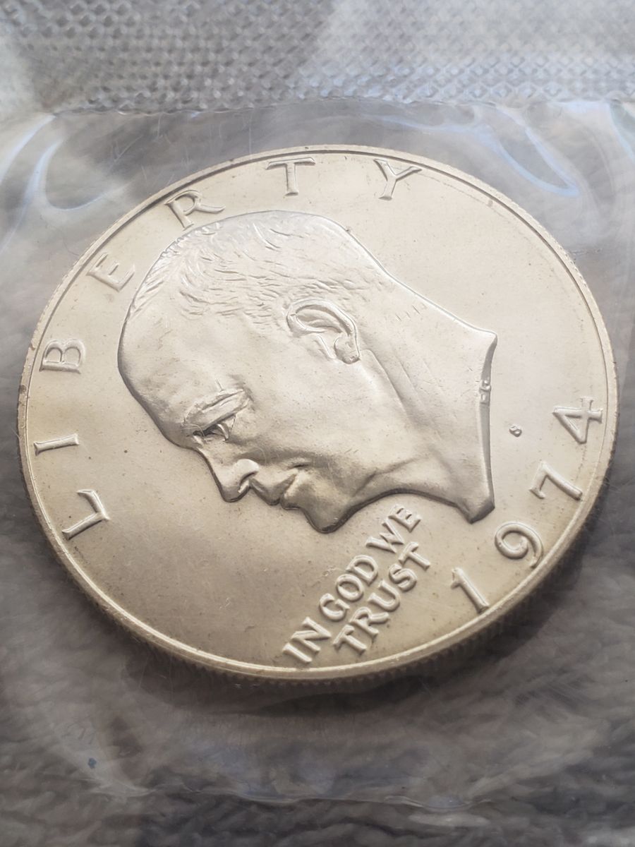 1974 S Eisenhower silver dollar, blue ike