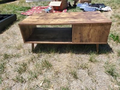 Rustic Wood Coffee Table with Storage Shelf - Modern Style Side End Table