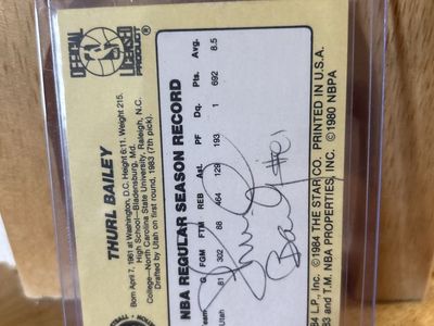 1985 Star '85 Thurl Bailey NBA Basketball Autograph Hand Signed Card #227 Utah Jazz - Official Licensed Yellow Rookie
