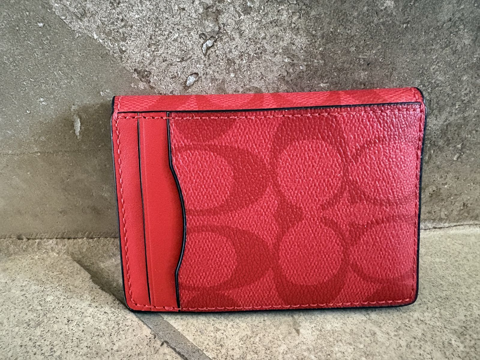 Like New Red Coach Card Holder Wallet