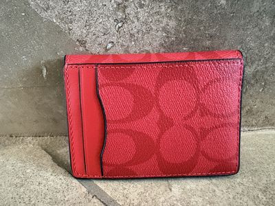 Like New Red Coach Card Holder Wallet