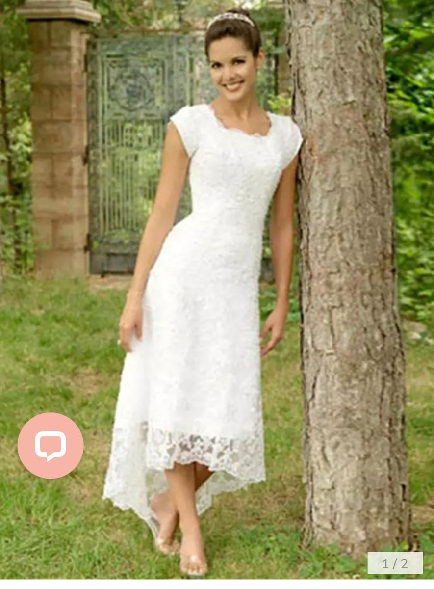 Wedding Dress tea length ivory from June Bridals size 14