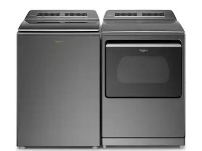 Whirlpool Washer & Dryer Set - Top Load Washer, Front Load Dryer - Grey, Excellent Condition