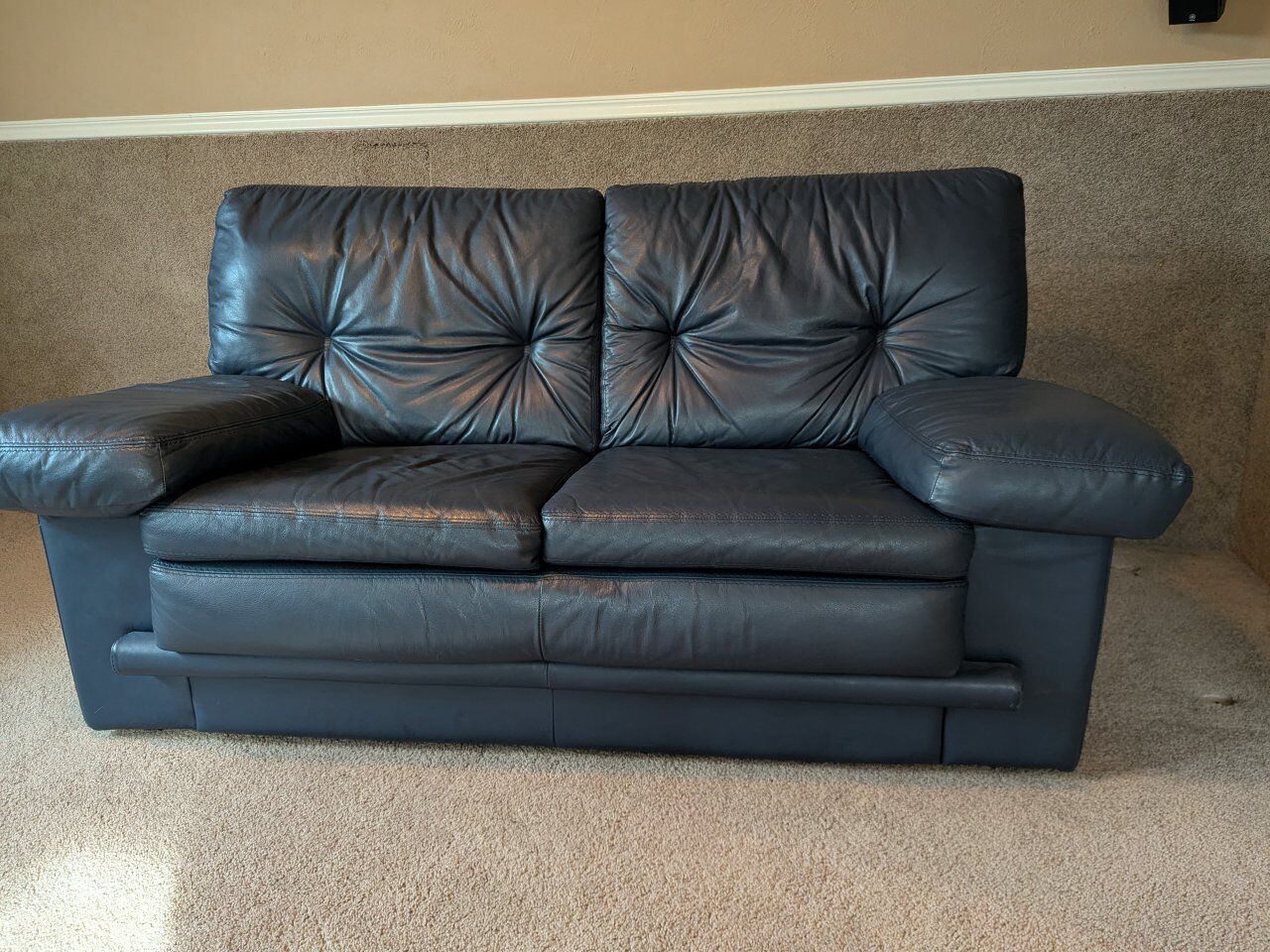 Navy Blue- full leather loveseat