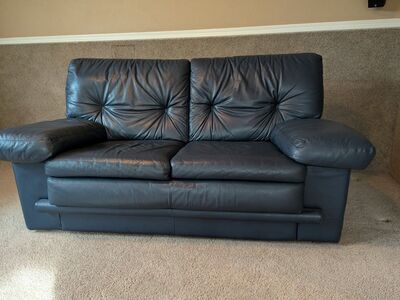 Navy Blue- full leather loveseat