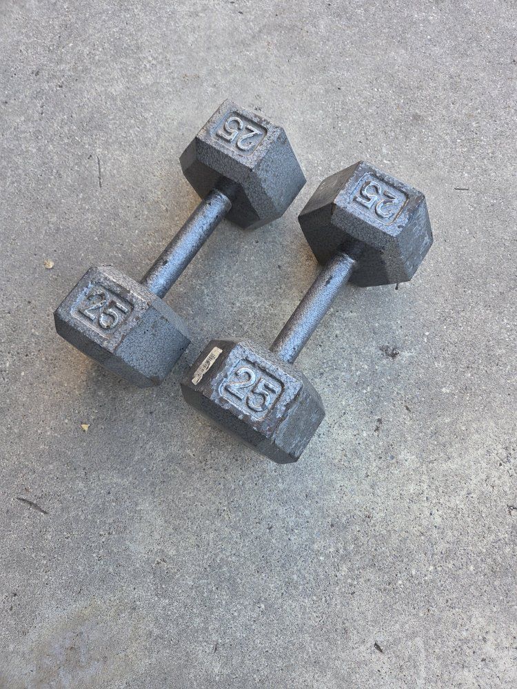 dumbells 25lbs hex shape