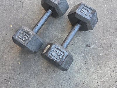 dumbells 25lbs hex shape