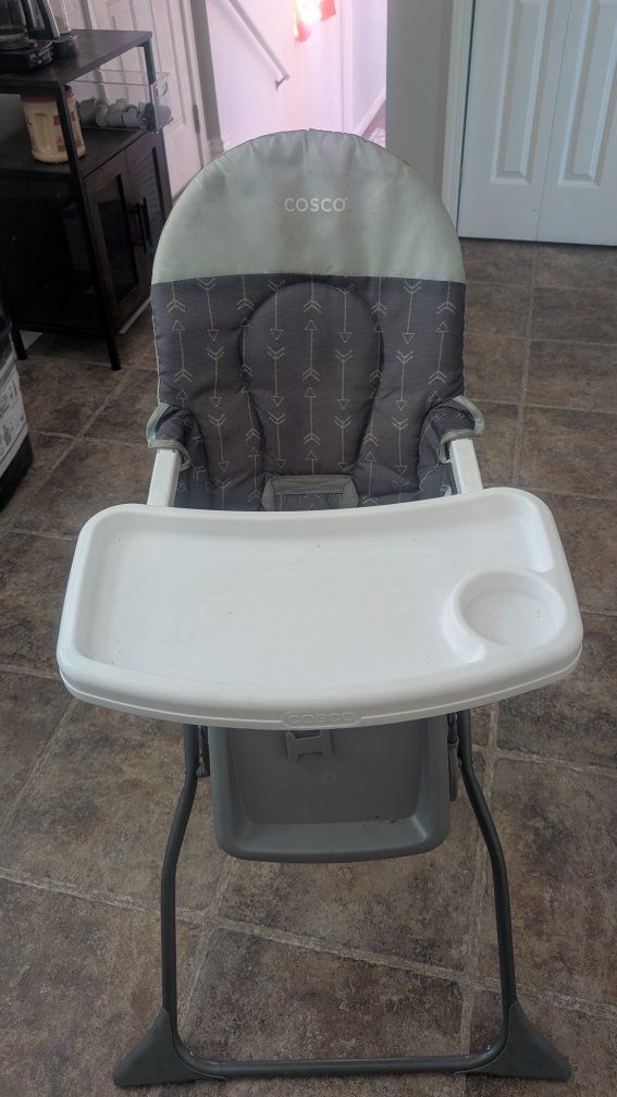 Cosco Simple Fold High Chair - Space Explorer Grey, Compact Folding, Adjustable Tray