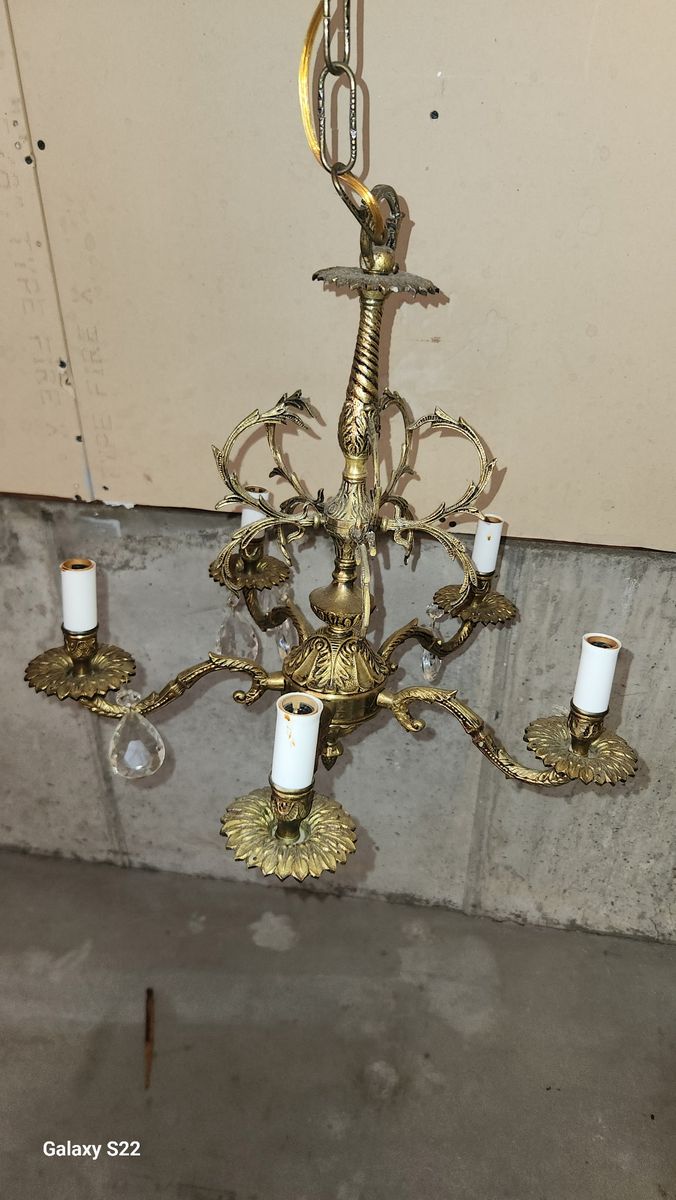 vintage ornate brass chandelier