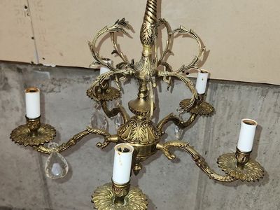 vintage ornate brass chandelier