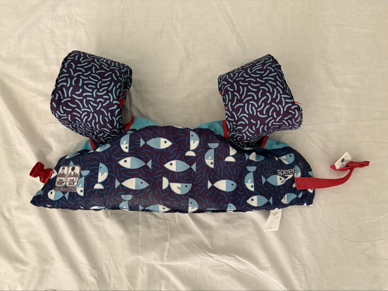 Speedo Child Swim Vest Puddle Jumper Blue Fish Pattern USCG Approved