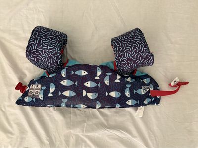 Speedo Child Swim Vest Puddle Jumper Blue Fish Pattern USCG Approved