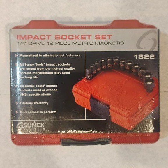 Sunex Tools 1/4" Drive 12 Pc Metric 6 Pt Magnetic Socket Set