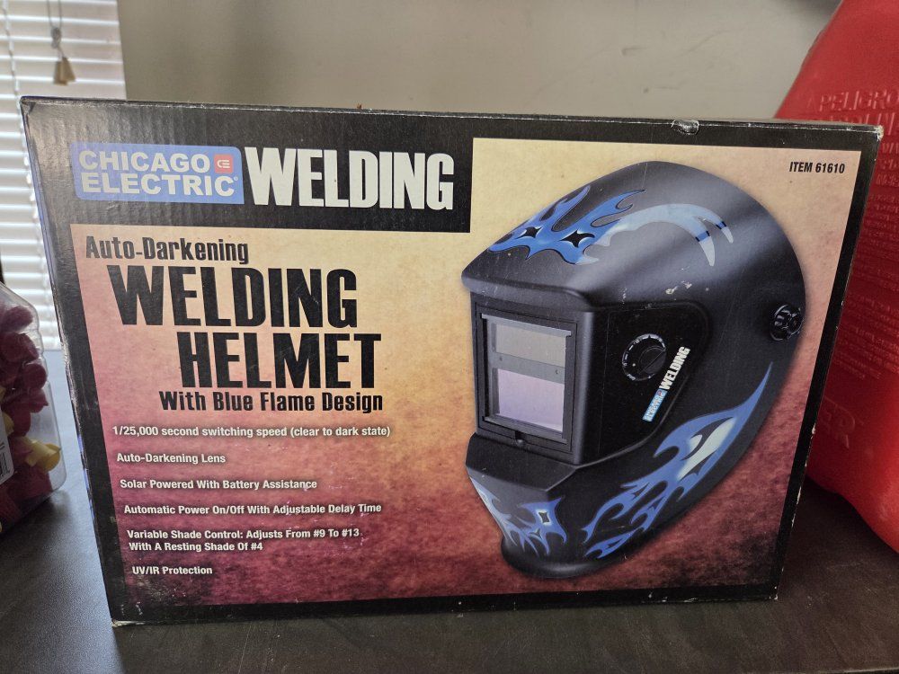 Chicago Electric Auto-Darkening Welding Helmet with Blue Flame Design - Item 61610