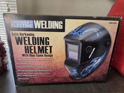 Chicago Electric Auto-Darkening Welding Helmet with Blue Flame Design - Item 61610