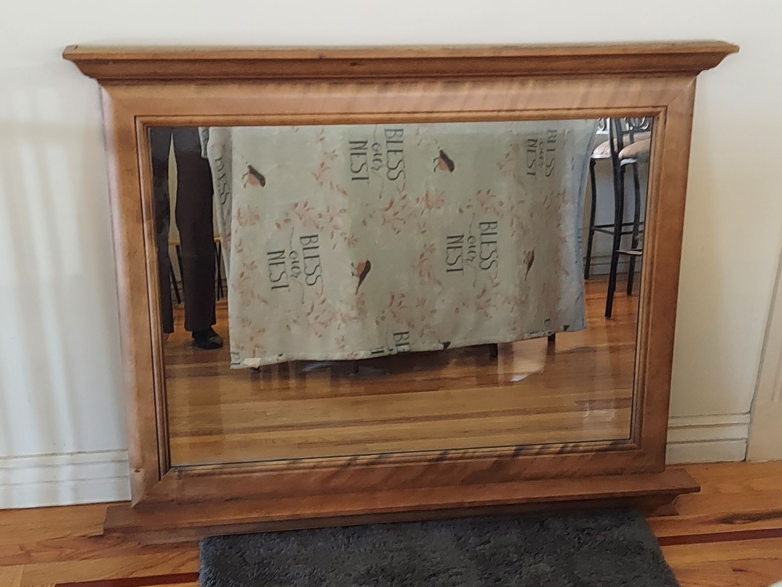 Large Wooden Wall Mirror with Crown Molding Frame - 42" x 31.5"