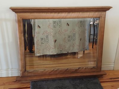 Large Wooden Wall Mirror with Crown Molding Frame - 42" x 31.5"