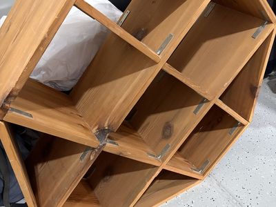 STURDY CEDAR WOOD DESK & SHELF