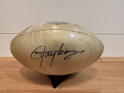 Lawrence Taylor Signed Gold Wilson Duke NFL Football — Beckett Witness Certified