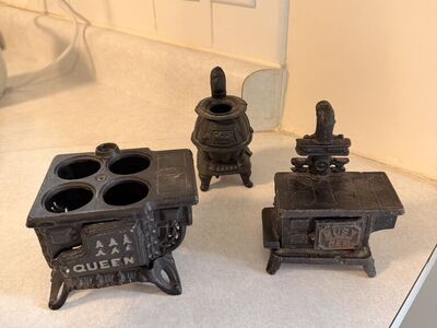 Antique Set If 3 Cast Iron Doll Furniture Vintage