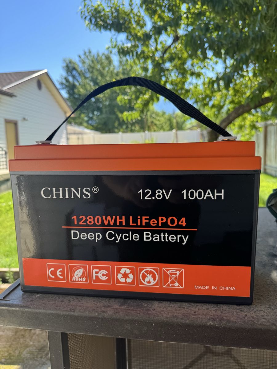 CHINS 12.8V 100Ah LiFePO4 Deep Cycle Battery – 1280Wh – New, Never Used