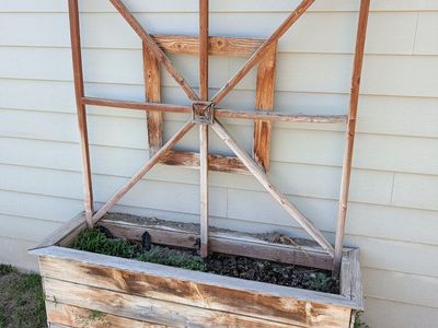 Rustic Wood Raised Garden Bed with Trellis - Ideal for Climbing Plants