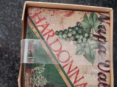 Napa Valley Chardonnay Grapes Cork Coasters (Set of 4) in Box, Decorative Barware