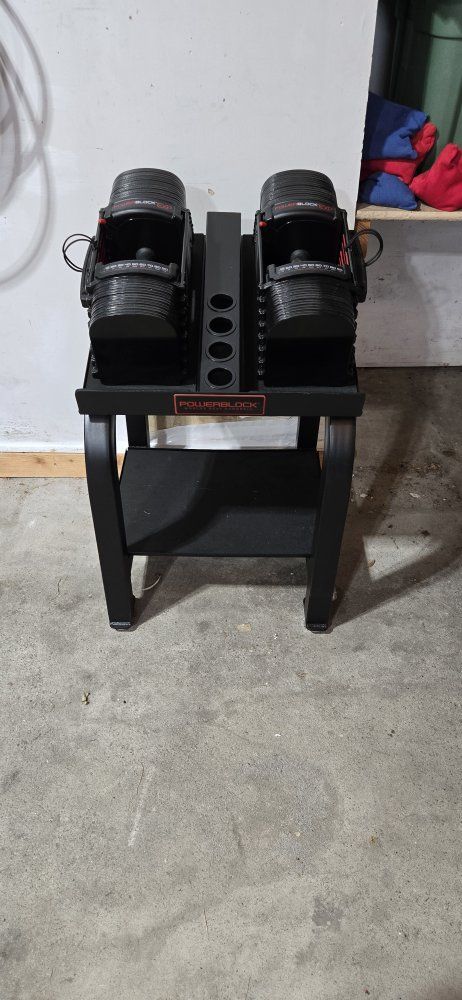 PowerBlock Adjustable Dumbbells & Stand - Space-Saving Home Gym Essential