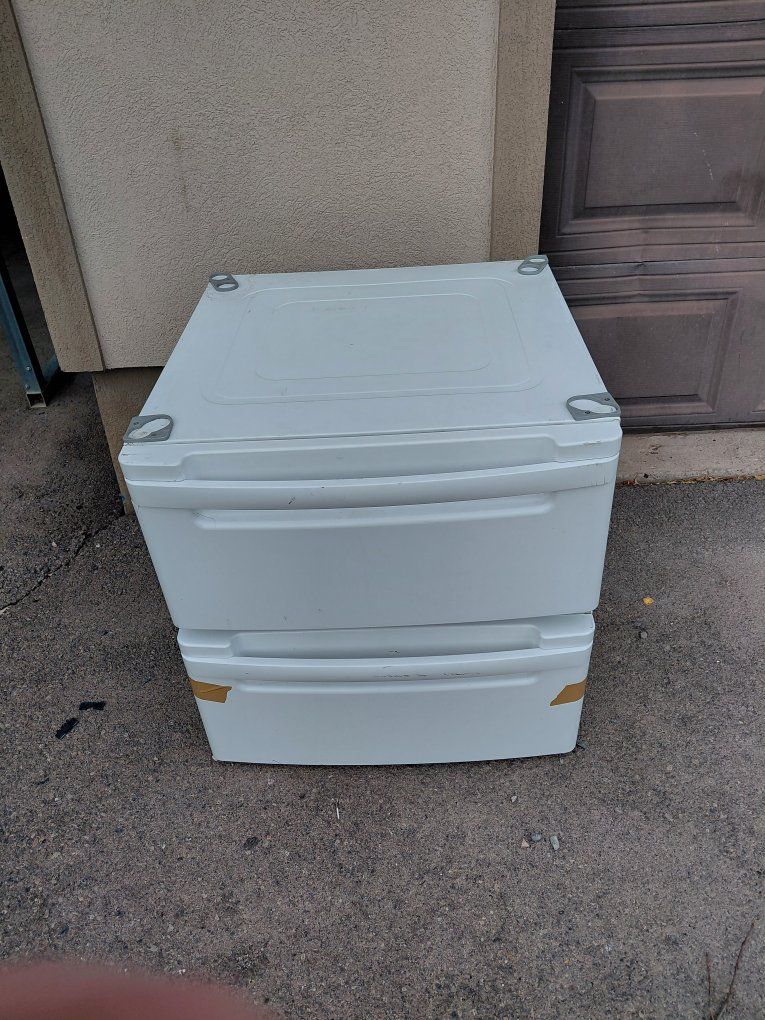 White Washer Dryer Pedestal Drawers - Stack of 2