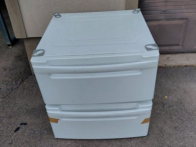 White Washer Dryer Pedestal Drawers - Stack of 2