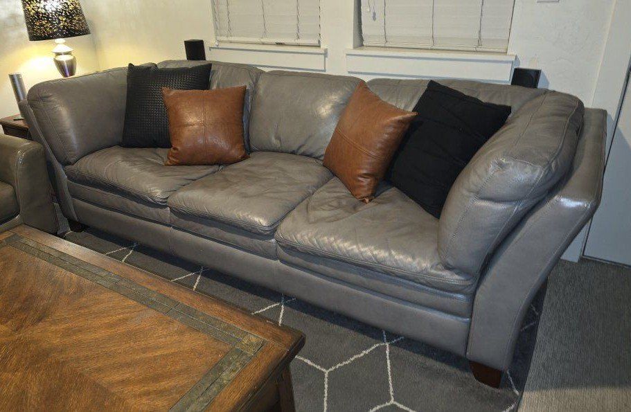 Leather sofa- Gray. *Excellent condition