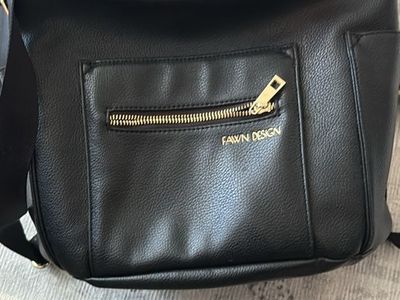Fawn Design Black Vegan Leather Diaper Bag Backpack - XL & Medium Set