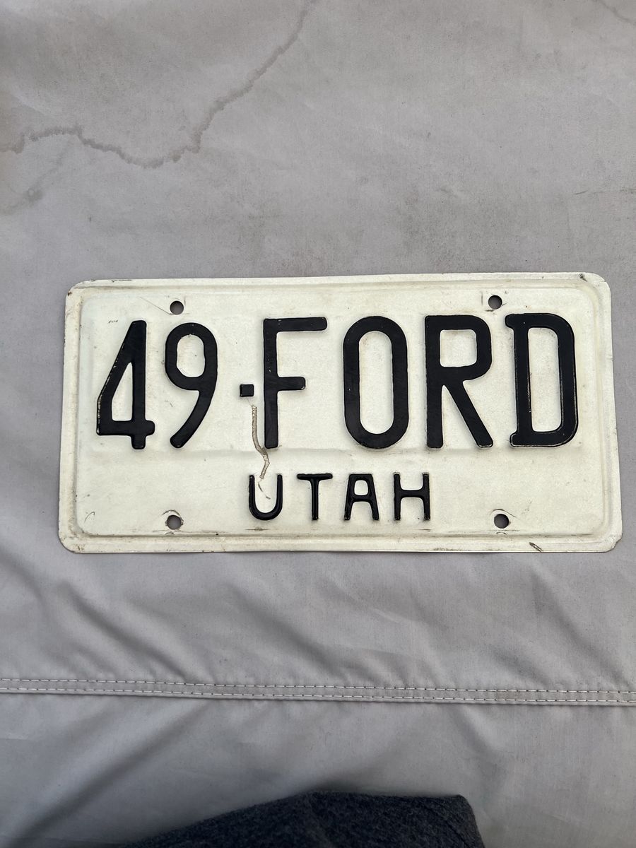 Vintage 1949 Ford Utah License Plate Collectible Auto Tag