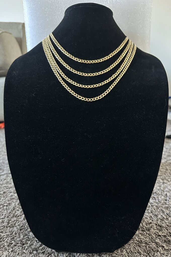 Gold Plated 925 Curb Chains 18-24 Inch