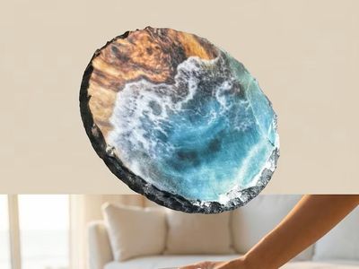 Handmade Ocean Wave Slate Coasters – Set of 4