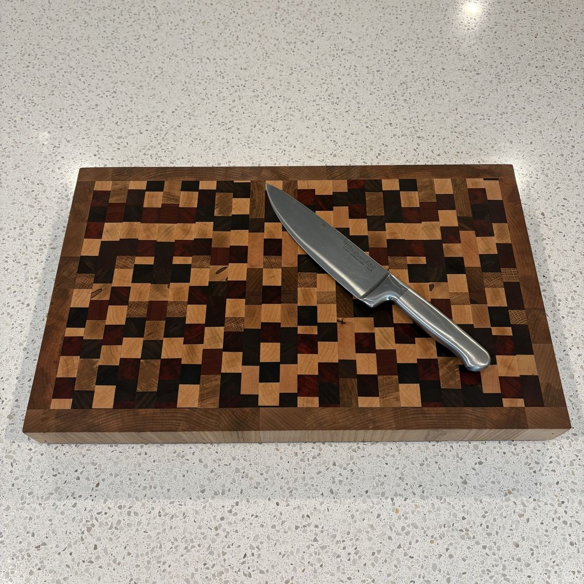 Handmade End Grain Butcher Block Cutting Board - 21x13x2" Multi-Wood w/ Rubber Feet
