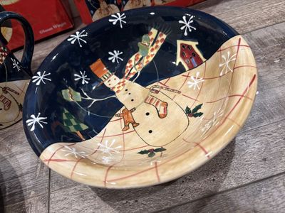 Christmas Folk Snowman— Plates, Bowls, mugs