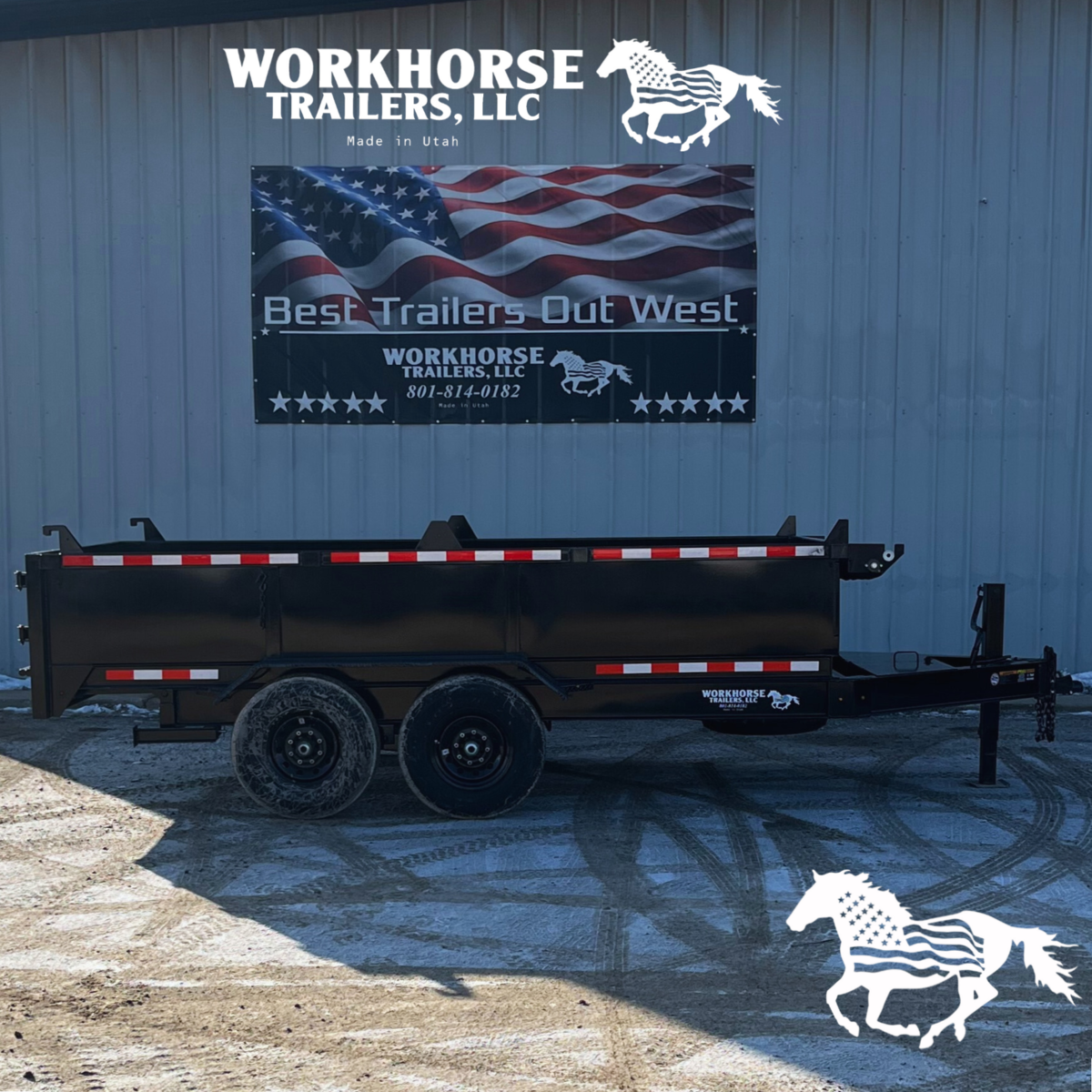 14' Workhorse Dump Trailer 15K - Bumper Pull Tandem Axle Trailer *SPARE TIRE INCLUDED*