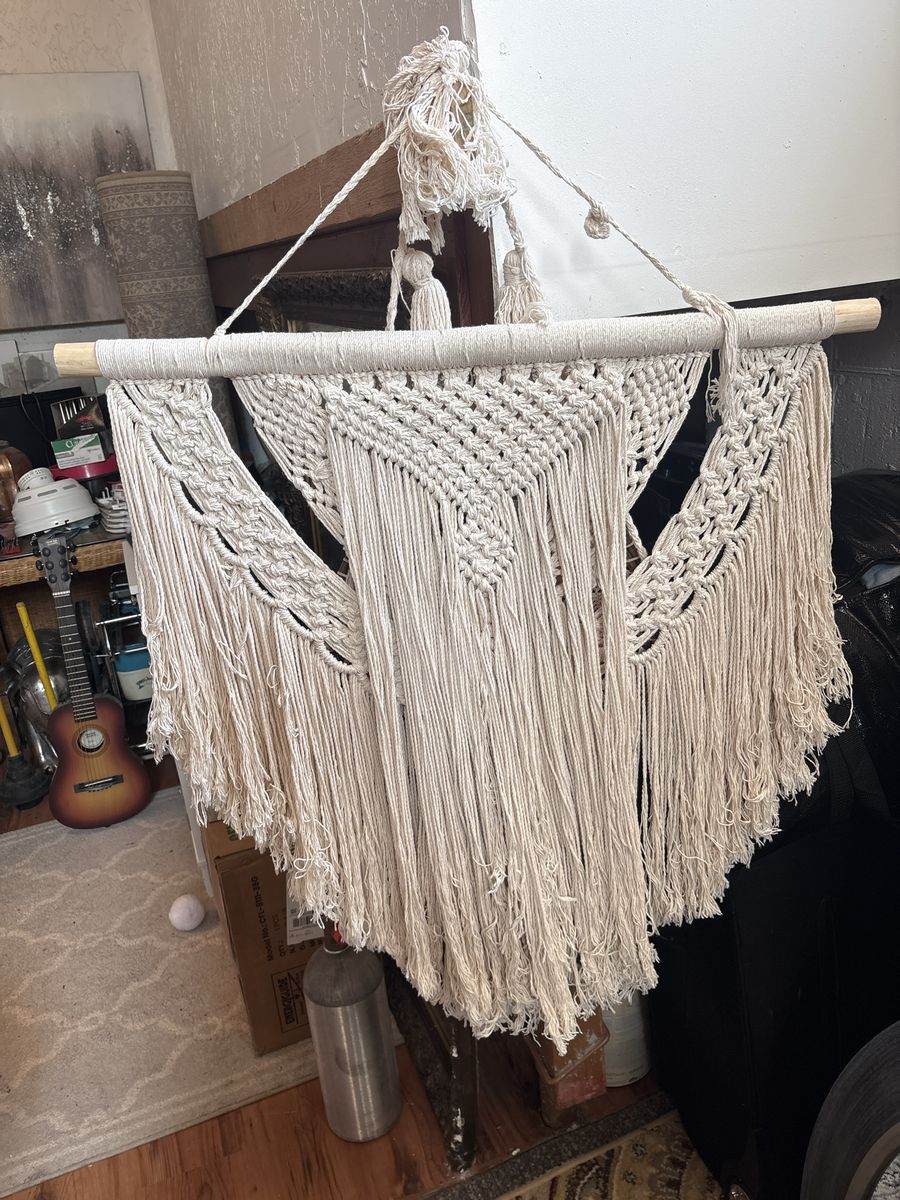 Boho Macrame Wall Hanging Tapestry on Wooden Dowel