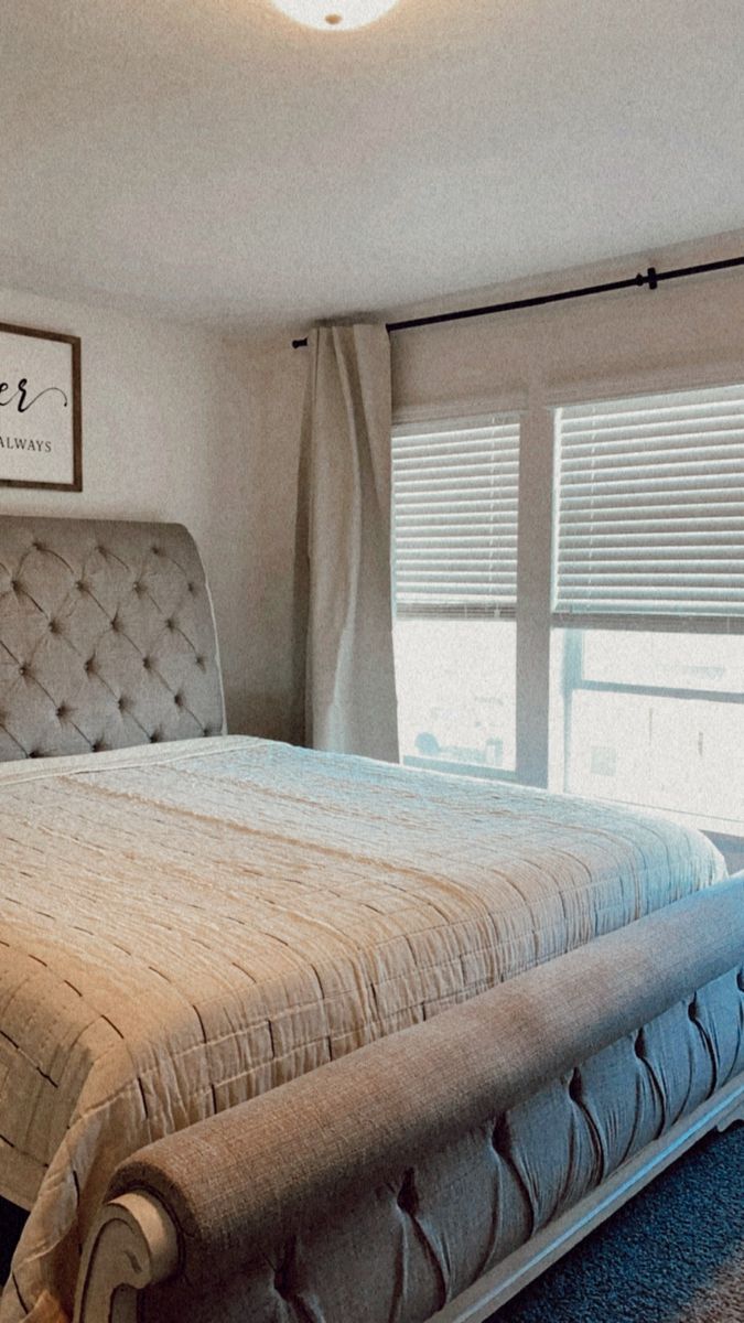 King Size Upholstered Button-Tufted Sleigh Bed Frame