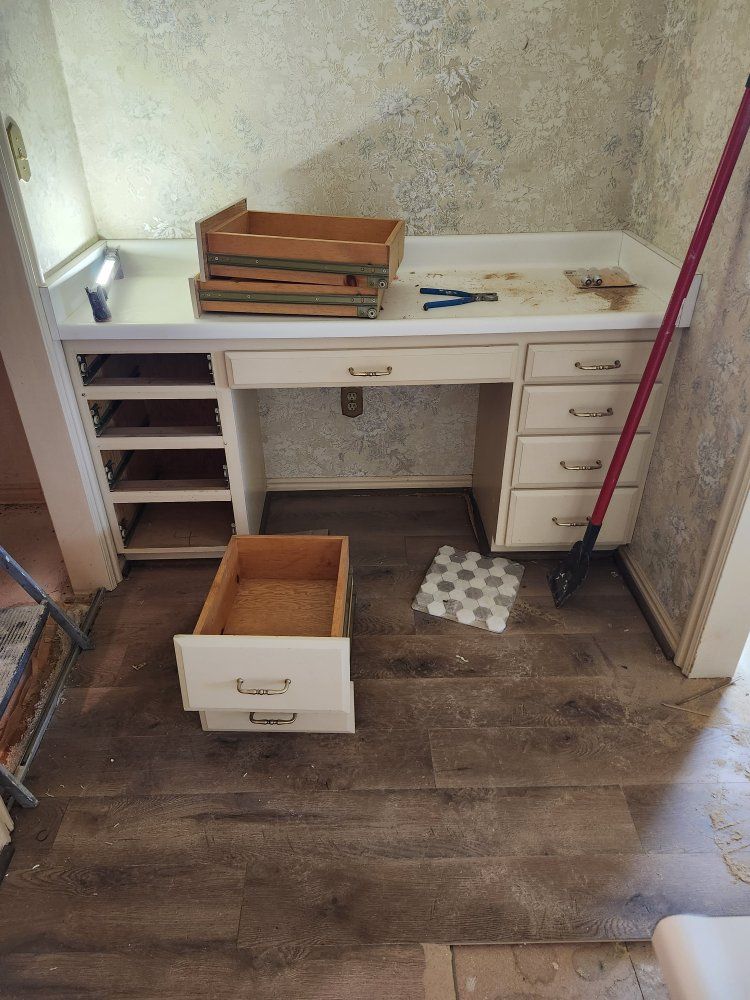 vanity cabinet w/ drawers. and countertop if desired