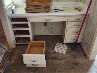 vanity cabinet w/ drawers. and countertop if desired